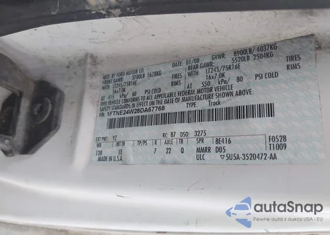 2008 Ford E-250 Commercial/Recreational из США, поврежденный, VIN 1FTNE24W28DA67768